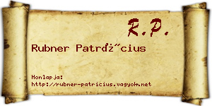 Rubner Patrícius névjegykártya